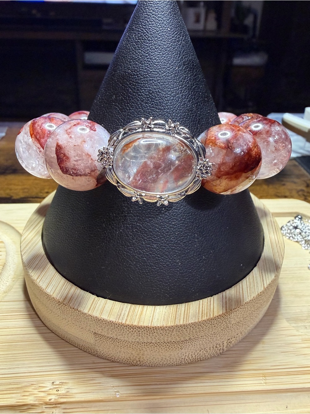 Natural Fire Quartz Statement Bracelet 17.7mm Beads | Handmade
